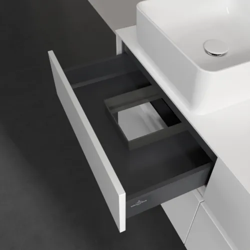 VILLEROY BOCH Collaro Waschbeckenunterschrank, mit Beleuchtung, 4 Auszüge, 1200 x 548 x 500 mm, White Matt / White Matt #C042B0MS, Bild 8