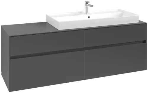 VILLEROY BOCH Collaro Vanity unit, 4 pull-out compartments, 1600 x 548 x 500 mm, Graphite / Graphite #C03000VR resmi