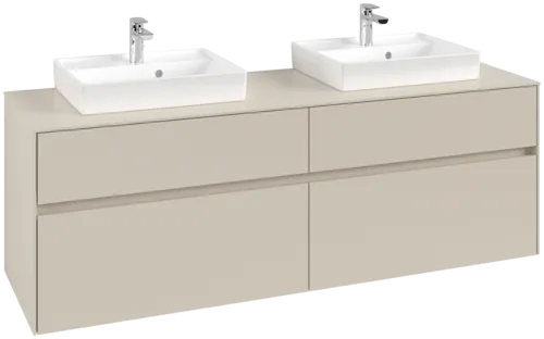 Picture of VILLEROY BOCH Collaro Vanity unit, with lighting, 4 pull-out compartments, 1600 x 548 x 500 mm, Cashmere Grey / Cashmere Grey #C021B0VN