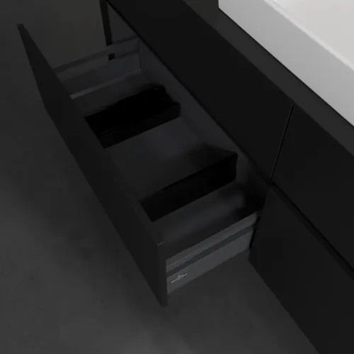 Obrázek VILLEROY BOCH Toaletní skříňka Collaro, 4 výsuvy, 1600 x 548 x 500 mm, Volcano Black / Volcano Black #C03000VL