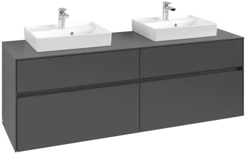 Picture of VILLEROY BOCH Collaro Vanity unit, with lighting, 4 pull-out compartments, 1600 x 548 x 500 mm, Graphite / Graphite #C021B0VR