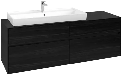 Picture of VILLEROY BOCH Collaro Vanity unit, with lighting, 4 pull-out compartments, 1600 x 548 x 500 mm, Black Oak / Black Oak #C029B0AB