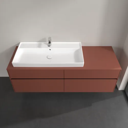 Bild von VILLEROY BOCH Collaro Waschbeckenunterschrank, mit Beleuchtung, 4 Auszüge, 1600 x 548 x 500 mm, Wine Red / Wine Red #C029B0AH