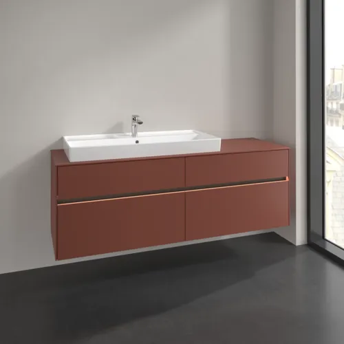 Bild von VILLEROY BOCH Collaro Waschbeckenunterschrank, mit Beleuchtung, 4 Auszüge, 1600 x 548 x 500 mm, Wine Red / Wine Red #C029B0AH