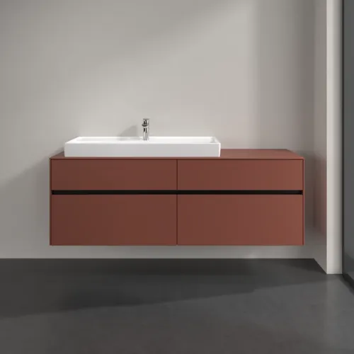 Bild von VILLEROY BOCH Collaro Waschbeckenunterschrank, mit Beleuchtung, 4 Auszüge, 1600 x 548 x 500 mm, Wine Red / Wine Red #C029B0AH