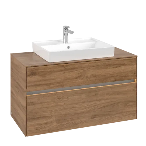 Picture of VILLEROY BOCH Collaro Vanity unit, with lighting, 2 pull-out compartments, 1000 x 548 x 500 mm, Oak Kansas #C019B0RH