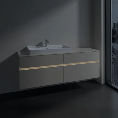 Bild von VILLEROY BOCH Collaro Waschbeckenunterschrank, mit Beleuchtung, 4 Auszüge, 1600 x 548 x 500 mm, Cashmere Grey / Cashmere Grey #C026B0VN