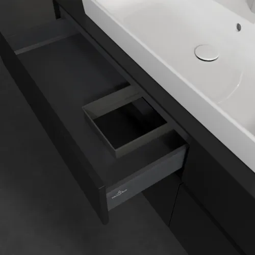 Bild von VILLEROY BOCH Collaro Waschbeckenunterschrank, mit Beleuchtung, 4 Auszüge, 1600 x 548 x 500 mm, Volcano Black / Volcano Black #C026B0VL