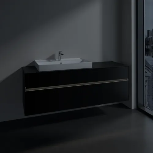 Bild von VILLEROY BOCH Collaro Waschbeckenunterschrank, mit Beleuchtung, 4 Auszüge, 1600 x 548 x 500 mm, Volcano Black / Volcano Black #C026B0VL
