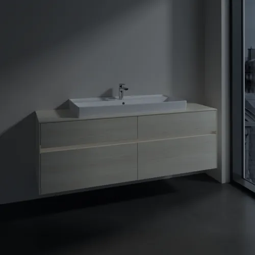 Obrázek VILLEROY BOCH Collaro Vanity unit, with lighting, 4 pull-out compartments, 1600 x 548 x 500 mm, White Oak / White Oak #C031B0AA