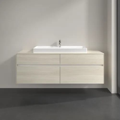 Obrázek VILLEROY BOCH Collaro Vanity unit, with lighting, 4 pull-out compartments, 1600 x 548 x 500 mm, White Oak / White Oak #C031B0AA