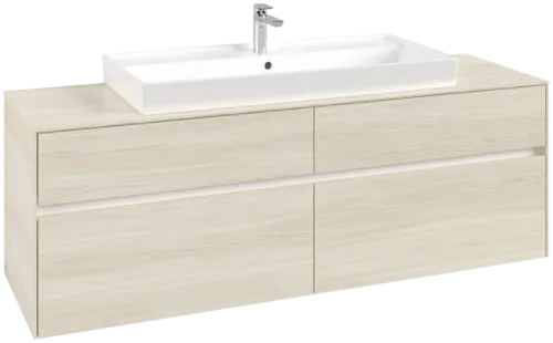Picture of VILLEROY BOCH Collaro Vanity unit, with lighting, 4 pull-out compartments, 1600 x 548 x 500 mm, White Oak / White Oak #C031B0AA
