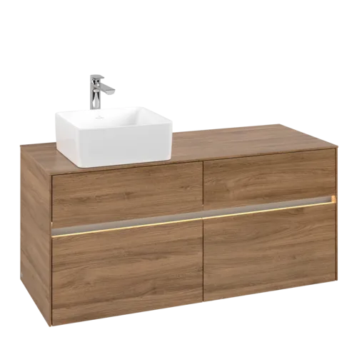 Picture of VILLEROY BOCH Collaro Vanity unit, with lighting, 4 pull-out compartments, 1200 x 548 x 500 mm, Oak Kansas #C042B0RH