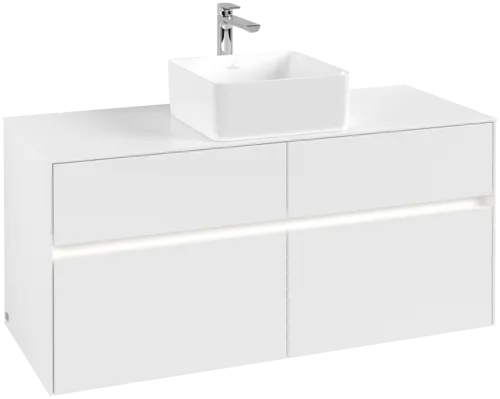 Obrázek VILLEROY BOCH Collaro toaletní skříňka, s osvětlením, 4 výsuvy, 1200 x 548 x 500 mm, bílá matná / bílá matná #C041B0MS