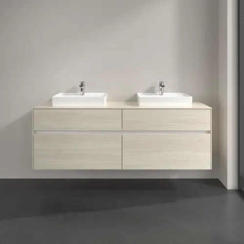 Bild von VILLEROY BOCH Collaro Waschbeckenunterschrank, mit Beleuchtung, 4 Auszüge, 1600 x 548 x 500 mm, White Oak / White Oak #C021B0AA