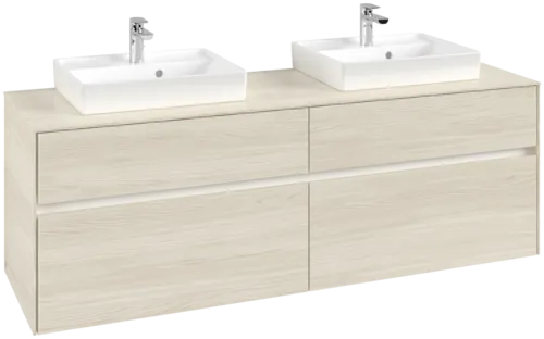Picture of VILLEROY BOCH Collaro Vanity unit, with lighting, 4 pull-out compartments, 1600 x 548 x 500 mm, White Oak / White Oak #C021B0AA