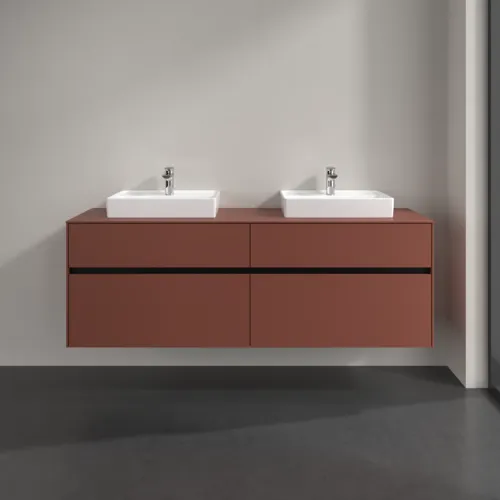 Bild von VILLEROY BOCH Collaro Waschbeckenunterschrank, mit Beleuchtung, 4 Auszüge, 1600 x 548 x 500 mm, Wine Red / Wine Red #C021B0AH