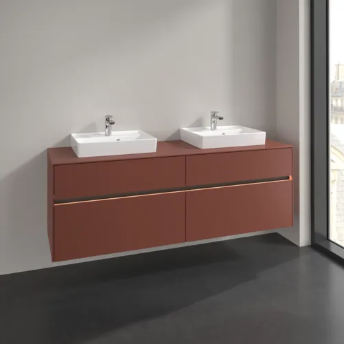 Bild von VILLEROY BOCH Collaro Waschbeckenunterschrank, mit Beleuchtung, 4 Auszüge, 1600 x 548 x 500 mm, Wine Red / Wine Red #C021B0AH