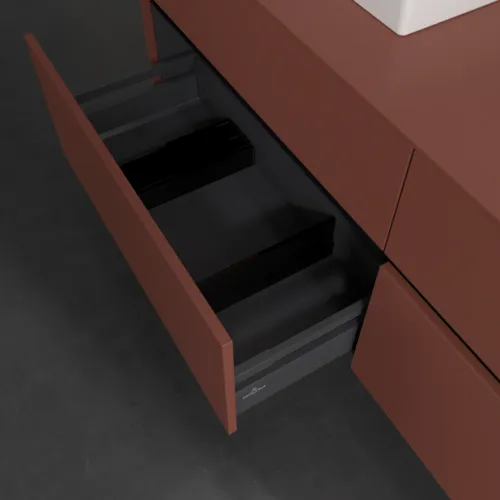 Bild von VILLEROY BOCH Collaro Waschbeckenunterschrank, mit Beleuchtung, 4 Auszüge, 1600 x 548 x 500 mm, Wine Red / Wine Red #C021B0AH