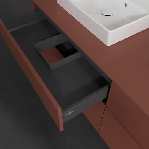 Bild von VILLEROY BOCH Collaro Waschbeckenunterschrank, mit Beleuchtung, 4 Auszüge, 1600 x 548 x 500 mm, Wine Red / Wine Red #C021B0AH