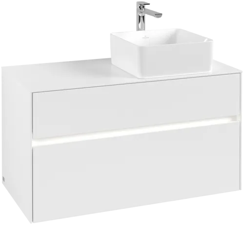 Obrázek VILLEROY BOCH Collaro toaletní skříňka, s osvětlením, 2 výsuvy, 1000 x 548 x 500 mm, bílá matná / bílá matná #C040B0MS