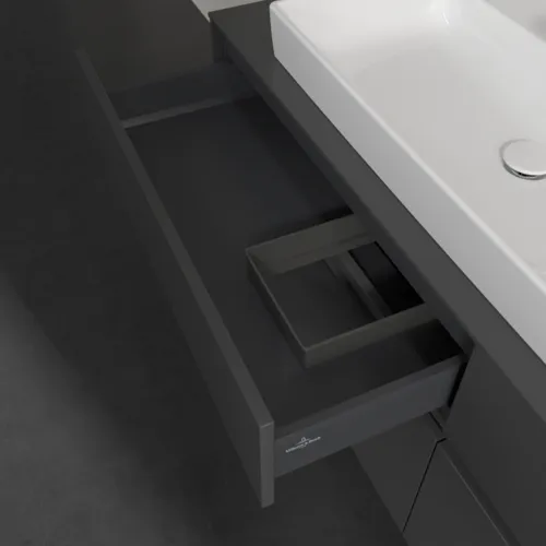 Bild von VILLEROY BOCH Collaro Waschbeckenunterschrank, mit Beleuchtung, 4 Auszüge, 1600 x 548 x 500 mm, Glossy Grey / Glossy Grey #C026B0FP