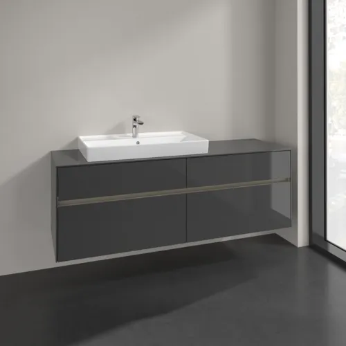 Bild von VILLEROY BOCH Collaro Waschbeckenunterschrank, mit Beleuchtung, 4 Auszüge, 1600 x 548 x 500 mm, Glossy Grey / Glossy Grey #C026B0FP
