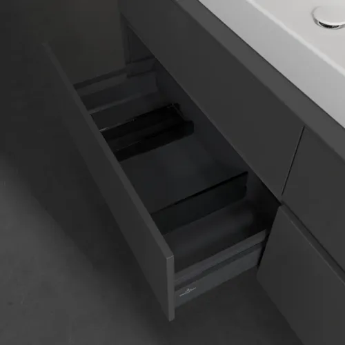 Bild von VILLEROY BOCH Collaro Waschbeckenunterschrank, mit Beleuchtung, 4 Auszüge, 1600 x 548 x 500 mm, Glossy Grey / Glossy Grey #C026B0FP