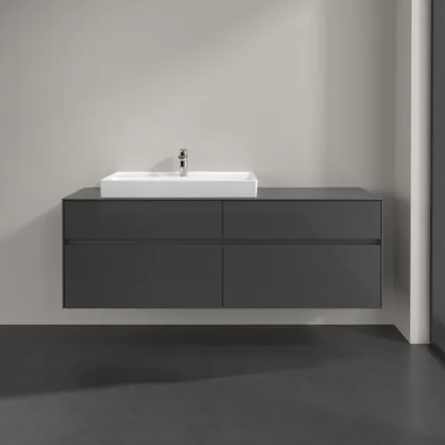 Bild von VILLEROY BOCH Collaro Waschbeckenunterschrank, mit Beleuchtung, 4 Auszüge, 1600 x 548 x 500 mm, Glossy Grey / Glossy Grey #C026B0FP