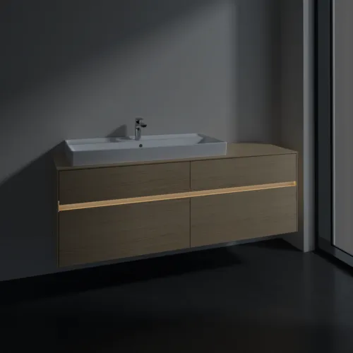 Bild von VILLEROY BOCH Collaro Waschbeckenunterschrank, mit Beleuchtung, 4 Auszüge, 1600 x 548 x 500 mm, Nordic Oak / Nordic Oak #C029B0VJ