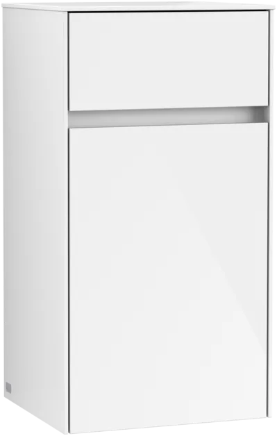 εικόνα του VILLEROY BOCH Collaro Side cabinet, 1 door, 1 drawer, 404 x 748 x 349 mm, Glossy White / Glossy White #C03200DH