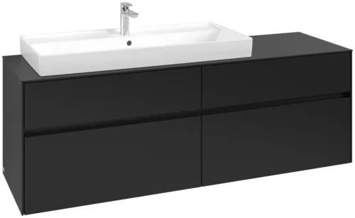 Picture of VILLEROY BOCH Collaro Vanity unit, with lighting, 4 pull-out compartments, 1600 x 548 x 500 mm, Volcano Black / Volcano Black #C029B0VL