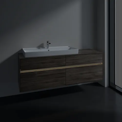 Bild von VILLEROY BOCH Collaro Waschbeckenunterschrank, mit Beleuchtung, 4 Auszüge, 1600 x 548 x 500 mm, Stone Oak #C029B0RK