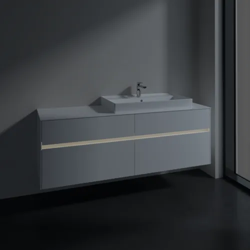 Bild von VILLEROY BOCH Collaro Waschbeckenunterschrank, mit Beleuchtung, 4 Auszüge, 1600 x 548 x 500 mm, White Matt / White Matt #C027B0MS