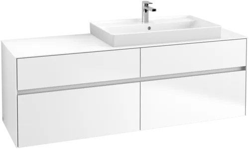 Picture of VILLEROY BOCH Collaro Vanity unit, with lighting, 4 pull-out compartments, 1600 x 548 x 500 mm, White Matt / White Matt #C027B0MS
