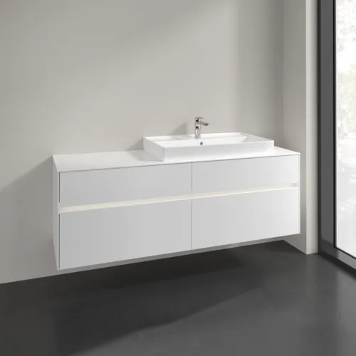 Bild von VILLEROY BOCH Collaro Waschbeckenunterschrank, mit Beleuchtung, 4 Auszüge, 1600 x 548 x 500 mm, White Matt / White Matt #C027B0MS