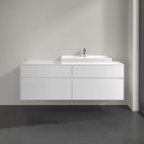 Bild von VILLEROY BOCH Collaro Waschbeckenunterschrank, mit Beleuchtung, 4 Auszüge, 1600 x 548 x 500 mm, White Matt / White Matt #C027B0MS