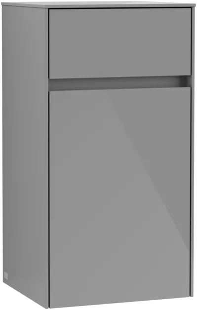 εικόνα του VILLEROY BOCH Collaro Side cabinet, 1 door, 1 drawer, 404 x 748 x 349 mm, Glossy Grey / Glossy Grey #C03200FP