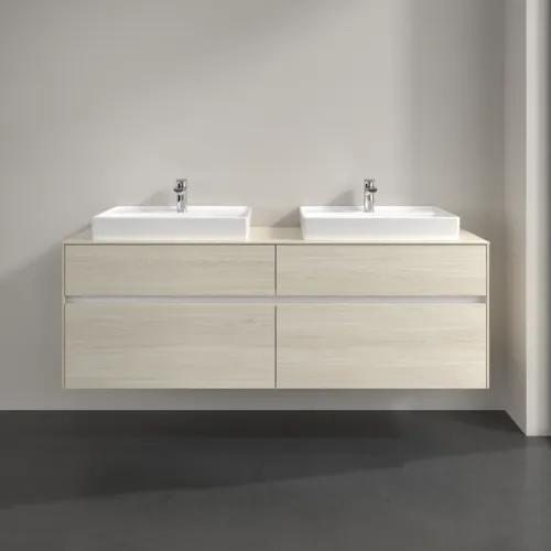 Bild von VILLEROY BOCH Collaro Waschbeckenunterschrank, mit Beleuchtung, 4 Auszüge, 1600 x 548 x 500 mm, White Oak / White Oak #C024B0AA