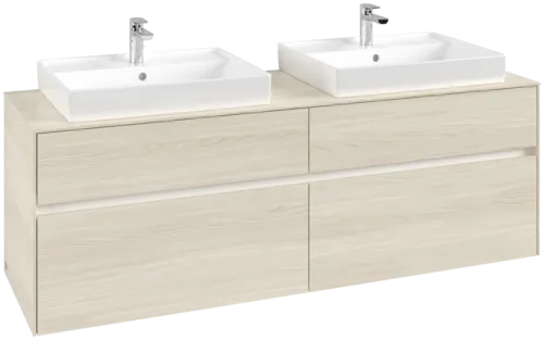 Picture of VILLEROY BOCH Collaro Vanity unit, with lighting, 4 pull-out compartments, 1600 x 548 x 500 mm, White Oak / White Oak #C024B0AA