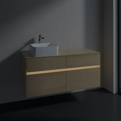 Bild von VILLEROY BOCH Collaro Waschbeckenunterschrank, mit Beleuchtung, 4 Auszüge, 1200 x 548 x 500 mm, Nordic Oak / Nordic Oak #C042B0VJ