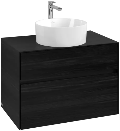 Picture of VILLEROY BOCH Collaro Vanity unit, with lighting, 2 pull-out compartments, 800 x 548 x 500 mm, Black Oak / Black Oak #C037B0AB