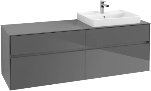 Picture of VILLEROY BOCH Collaro Vanity unit, with lighting, 4 pull-out compartments, 1600 x 548 x 500 mm, Glossy Grey / Glossy Grey #C023B0FP