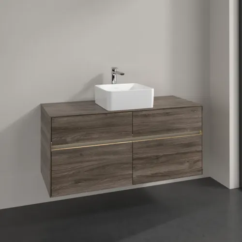 VILLEROY BOCH Collaro Waschbeckenunterschrank, mit Beleuchtung, 4 Auszüge, 1200 x 548 x 500 mm, Stone Oak #C041B0RK, Bild 2
