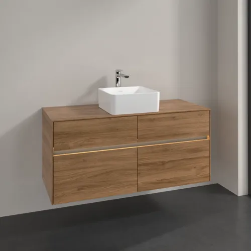VILLEROY BOCH Collaro Waschbeckenunterschrank, mit Beleuchtung, 4 Auszüge, 1200 x 548 x 500 mm, Kansas Oak #C041B0RH, Bild 2