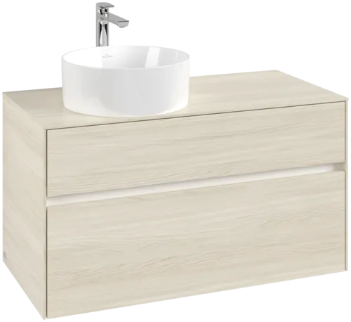 Picture of VILLEROY BOCH Collaro Vanity unit, with lighting, 2 pull-out compartments, 1000 x 548 x 500 mm, White Oak / White Oak #C039B0AA