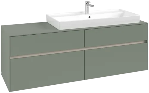 Picture of VILLEROY BOCH Collaro Vanity unit, with lighting, 4 pull-out compartments, 1600 x 548 x 500 mm, Soft Green / Soft Green #C030B0AF