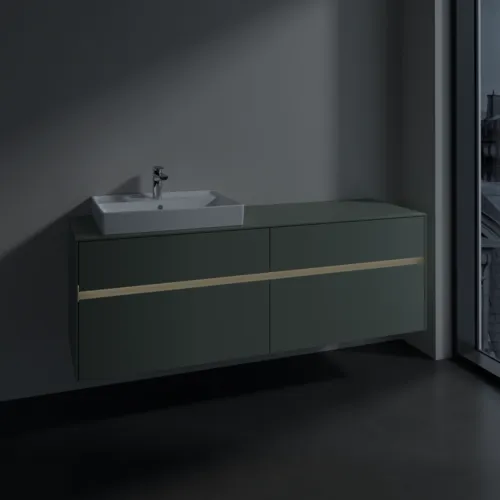 Bild von VILLEROY BOCH Collaro Waschbeckenunterschrank, mit Beleuchtung, 4 Auszüge, 1600 x 548 x 500 mm, Soft Green / Soft Green #C022B0AF