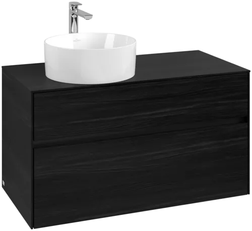 Picture of VILLEROY BOCH Collaro Vanity unit, with lighting, 2 pull-out compartments, 1000 x 548 x 500 mm, Black Oak / Black Oak #C039B0AB