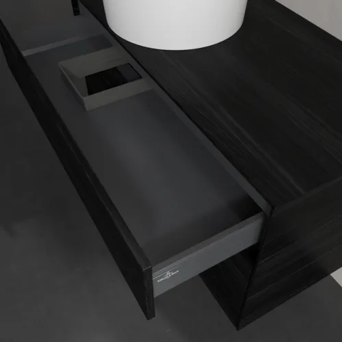 Bild von VILLEROY BOCH Collaro Waschbeckenunterschrank, mit Beleuchtung, 2 Auszüge, 1000 x 548 x 500 mm, Black Oak / Black Oak #C039B0AB
